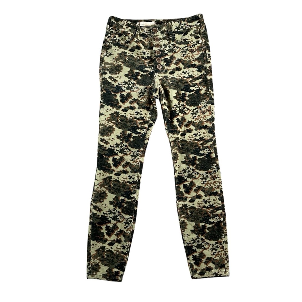 Anthropologie Pilcro Women's Green Camo Floral Corduroy High Rise Skinny Pant 28